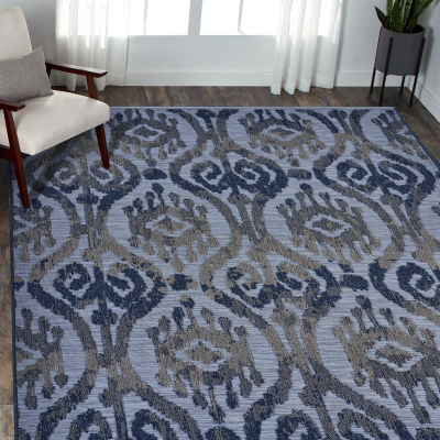 Reese Modern Ikat Indoor Outdoor Rectangular Area Rug 