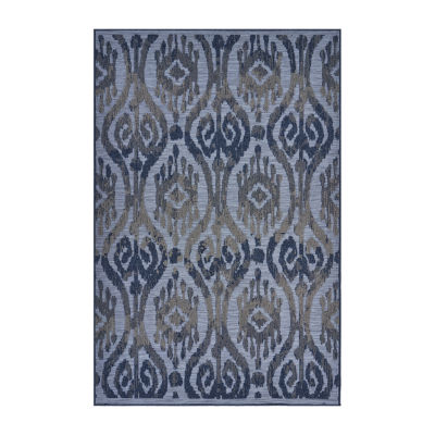 Reese Modern Ikat Indoor Outdoor Rectangular Area Rug 