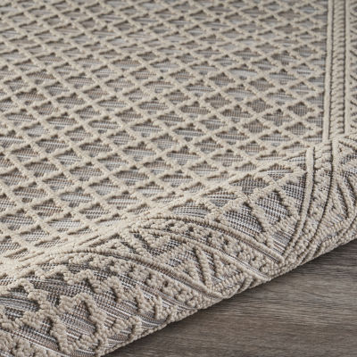 Reese Natural-Toned Classic Geometric Indoor Outdoor Rectangular Area Rug