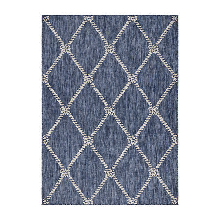 Samantha Nautical Knot Indoor Outdoor Rectangular Area Rug, One Size, Blue