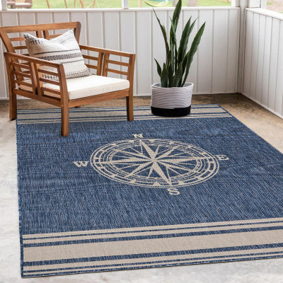 Samantha Nautical Navigation Indoor Outdoor Rectangular Area Rug