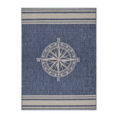 Samantha Nautical Navigation Indoor Outdoor Rectangular Area Rug