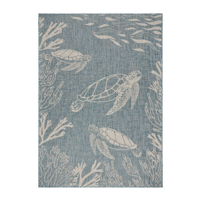 Samantha Tropical Turtle Reef Indoor Outdoor Rectangular Area Rug