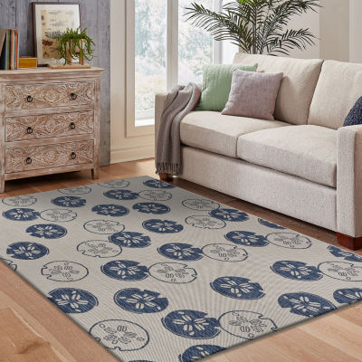 Scarlett Cream Sand Dollars Indoor Outdoor Rectangular Area Rug