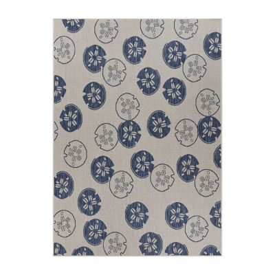 Scarlett Cream Sand Dollars Indoor Outdoor Rectangular Area Rug