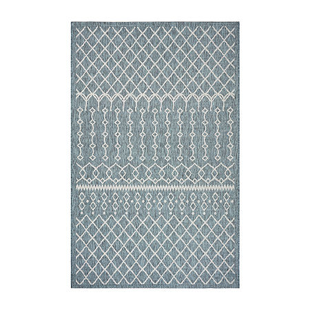 Sylvestra Serene Array Indoor Outdoor Rectangular Area Rug, One Size, Blue