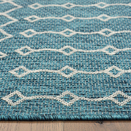 Sylvestra Serene Array Indoor Outdoor Rectangular Area Rug, One Size, Blue