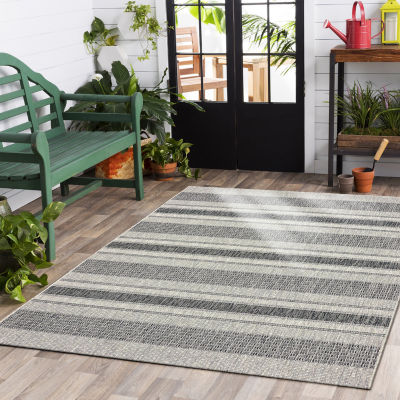 Sylvestra Banded Heather Indoor Outdoor Rectangular Area Rug