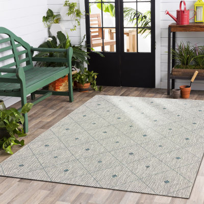 Sylvestra Minimal Diamonds Indoor Outdoor Rectangular Area Rug