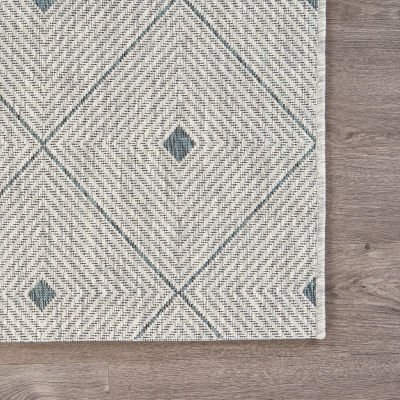 Sylvestra Minimal Diamonds Indoor Outdoor Rectangular Area Rug