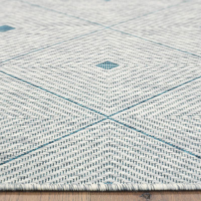 Sylvestra Minimal Diamonds Indoor Outdoor Rectangular Area Rug