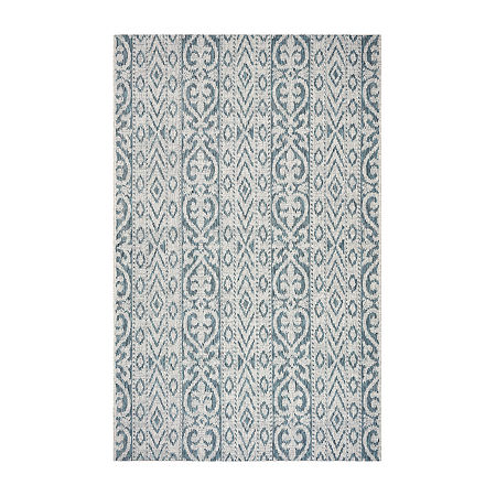 Sylvestra Entwined Geometric Indoor Outdoor Rectangular Area Rug, One Size, Blue