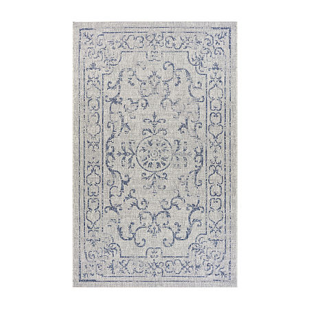 Sylvestra Medallion Blues Indoor Outdoor Rectangular Area Rug, One Size, Blue