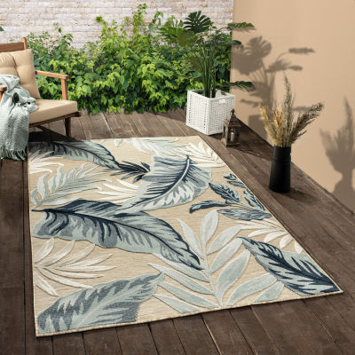 Vanessa Botanical Hi-Low Contemporary Indoor Outdoor Rectangular Area Rug