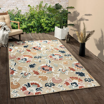 Vanessa Floral Filigree Hi-Low Indoor Outdoor Rectangular Area Rug