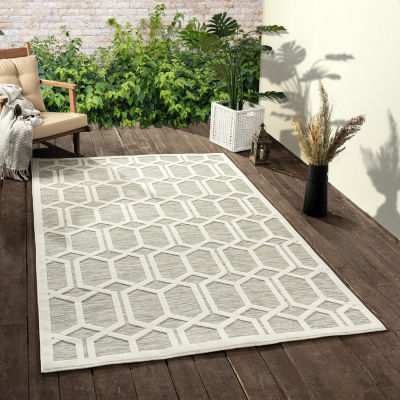 Vanessa Modern Geometric Hi-Low Indoor Outdoor Rectangular Area Rug