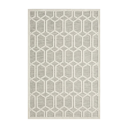 Vanessa Geometric Hi-Low Modern Indoor Outdoor Rectangular Area Rug, One Size, Gray