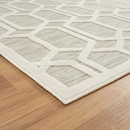 Vanessa Geometric Hi-Low Modern Indoor Outdoor Rectangular Area Rug, One Size, Gray