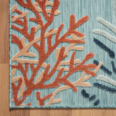 Vanessa Coral Reef Hi-Low Coastal Indoor Outdoor Rectangular Area Rug