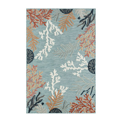 Vanessa Coral Reef Hi-Low Coastal Indoor Outdoor Rectangular Area Rug