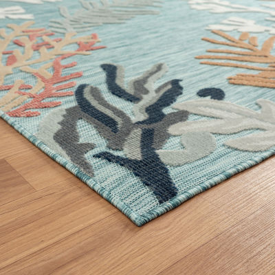 Vanessa Coral Reef Hi-Low Coastal Indoor Outdoor Rectangular Area Rug