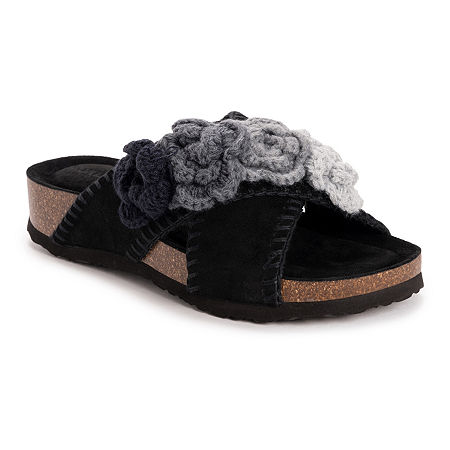 Muk Luks Womens Penelope Strap Sandals, 7 Medium, Black