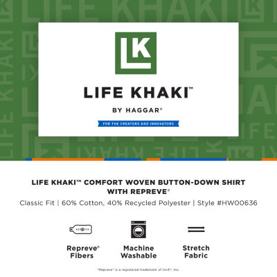 Haggar® Life Khaki™ With REPREVE® Comfort Woven Button-Down Shirt