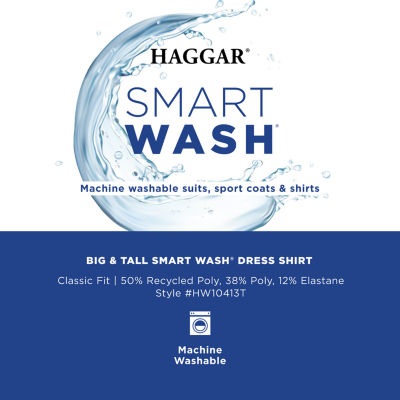 Haggar Smart Wash Big and Tall Mens Classic Fit Easy Care Long Sleeve Dress Shirt
