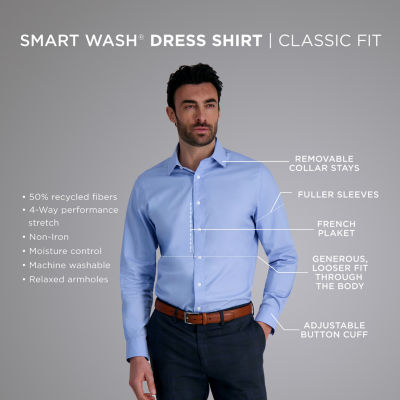 Haggar Smart Wash Big and Tall Mens Classic Fit Easy Care Long Sleeve Dress Shirt