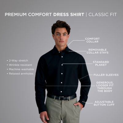 Haggar Premium Comfort Big and Tall Mens Classic Fit Easy Care Stretch Fabric Long Sleeve Dress Shirt