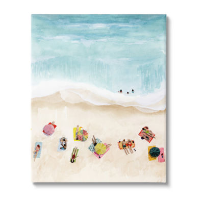 Stupell Industries Summer Beach Day People Swimming Canvas Art