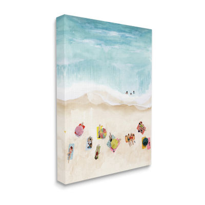 Stupell Industries Summer Beach Day People Swimming Canvas Art