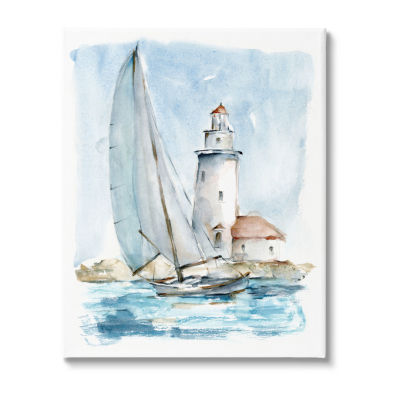 Stupell Industries Nautical Sailboat & Lighthouse Canvas Art