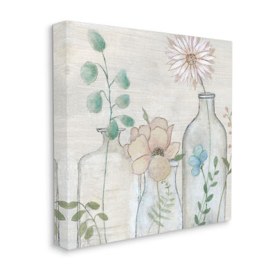Stupell Industries Mixed Rustic Wildflower Vases Canvas Art