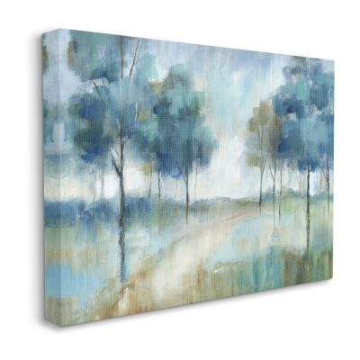 Stupell Industries Abstract Blue Woodland Path Trees Canvas Art