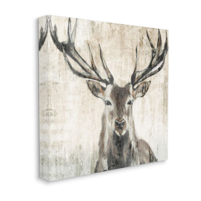 Stupell Industries Rustic Deer Elk Wildlife Portrait Canvas Art