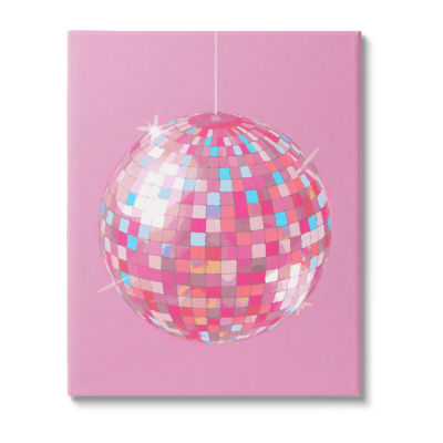 Stupell Industries Pink Disco Ball Groovy Pattern Canvas Art