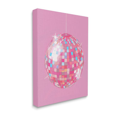 Stupell Industries Pink Disco Ball Groovy Pattern Canvas Art