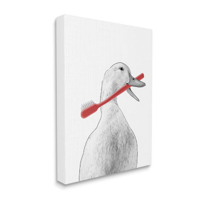 Stupell Industries Duck & Toothbrush Portrait Canvas Art