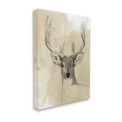 Stupell Industries Deer Portrait Drawing Canvas Art