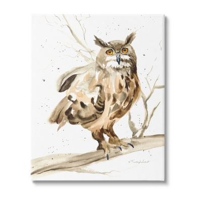 Stupell Industries Owl Perched In Tree Canvas Art