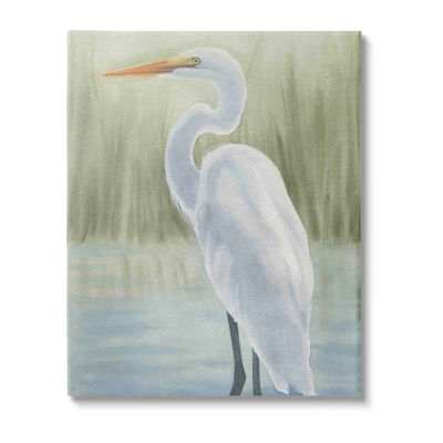 Stupell Industries Egret On Marsh Landscape Canvas Art