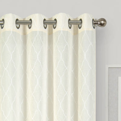 Regal Home Bayview Embroidered Sheer Grommet Top Single Curtain Panel