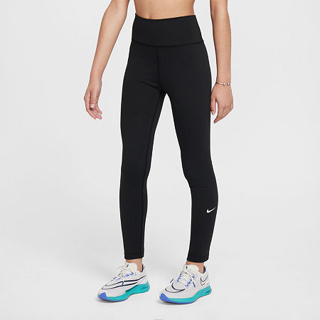 Nike Dri-Fit One Big Kid Girls High Rise Knit Active Full Length Leggings, X-large, Black