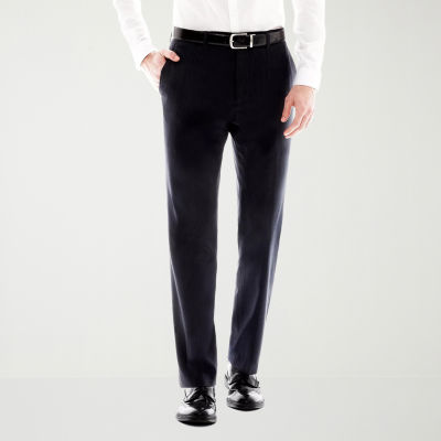J. Ferrar Navy Flat-Front Stripe Slim Fit Suit Pants