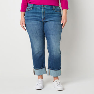 St. John's Bay Plus Womens Mid Rise Straight Leg Jean