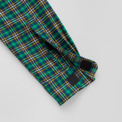 St. John's Bay Mens Easy-on + Easy-off Seated Wear Long Sleeve Adaptive Classic Fit Flannel Shirt