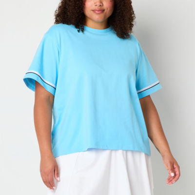 Xersion Womens Cotton Crew Neck Short Sleeve Plus T-Shirt