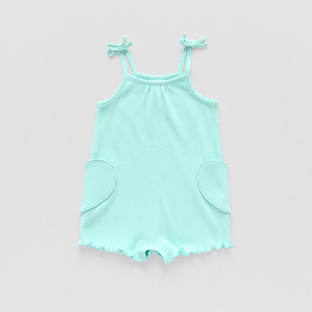 Okie Dokie Baby Girls Sleeveless Romper, 6 Months, Blue