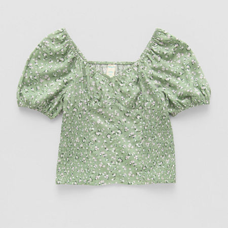 Thereabouts Little & Big Girls U Neck Short Sleeve Blouse, 3x-large (22.5) Plus, Green